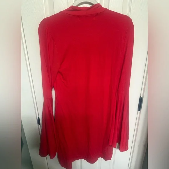 Free People Beach Boho Bell Sleeve Red Dress Size M - Picture 4 of 5